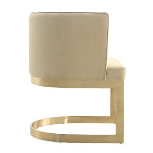 Manhattan Comfort Aura Sand and Polished Brass Velvet Dining Chair (Set of 2)