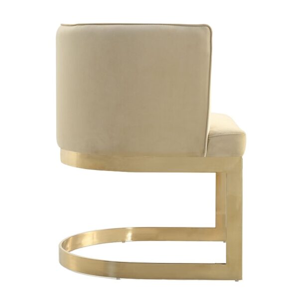 Manhattan Comfort Aura Sand and Polished Brass Velvet Dining Chair (Set of 2)