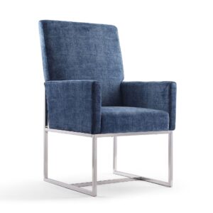 Manhattan Comfort Element Blue Velvet Dining Armchair (Set of 2)