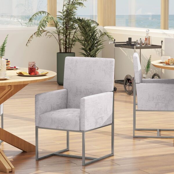 Manhattan Comfort Element Grey Velvet Dining Armchair (Set of 2)