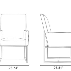 Manhattan Comfort Element Grey Velvet Dining Armchair (Set of 2)