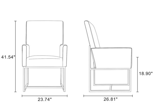 Manhattan Comfort Element Grey Velvet Dining Armchair (Set of 2)