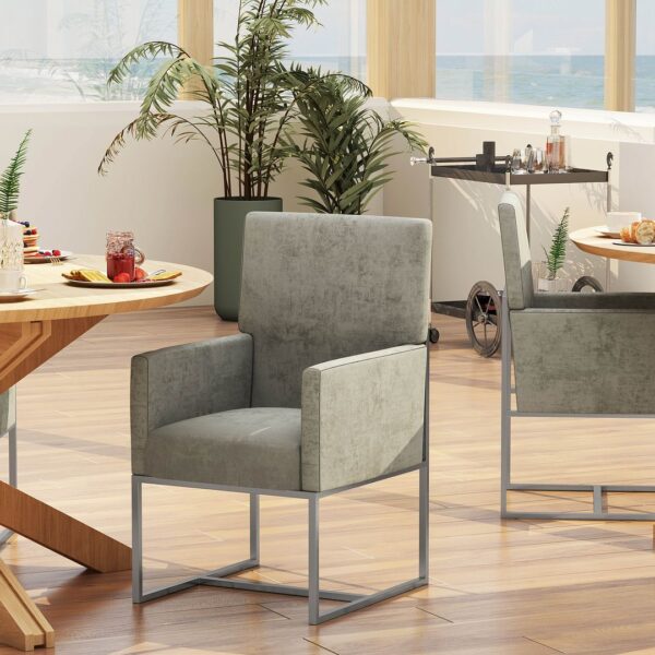 Manhattan Comfort Element Steel Velvet Dining Armchair (Set of 2)