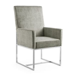 Manhattan Comfort Element Steel Velvet Dining Armchair (Set of 2)