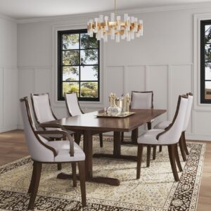 Manhattan Comfort Grand Faux Leather Dining Chairs - Set of 4 in Light Grey