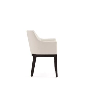 Manhattan Comfort Gansevoort Modern Faux Leather Dining Armchair in Cream (Set of 2)