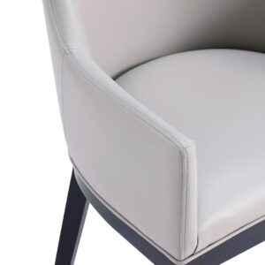 Manhattan Comfort Gansevoort Modern Faux Leather Dining Armchair in Light Grey (Set of 2)