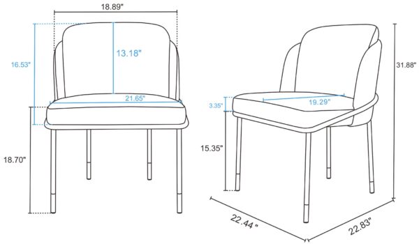 Manhattan Comfort Flor Fabric Dining Chair - Set of 2 in Black