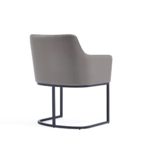 Manhattan Comfort Modern Serena Dining Armchair Upholstered in Leatherette with Steel Legs in Grey - Set of 2