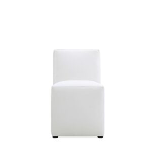 Manhattan Comfort Anna Modern Square Faux Leather Dining Chair in Cream (Set of 2)