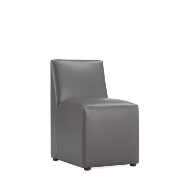 Manhattan Comfort Anna Modern Square Faux Leather Dining Chair in Pewter (Set of 2)