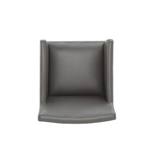 Manhattan Comfort Anna Modern Square Faux Leather Dining Armchair in Pewter (Set of 2)