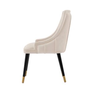 Manhattan Comfort Modern Eda Velvet Dining Chair in Midnight Cream- Set of 2