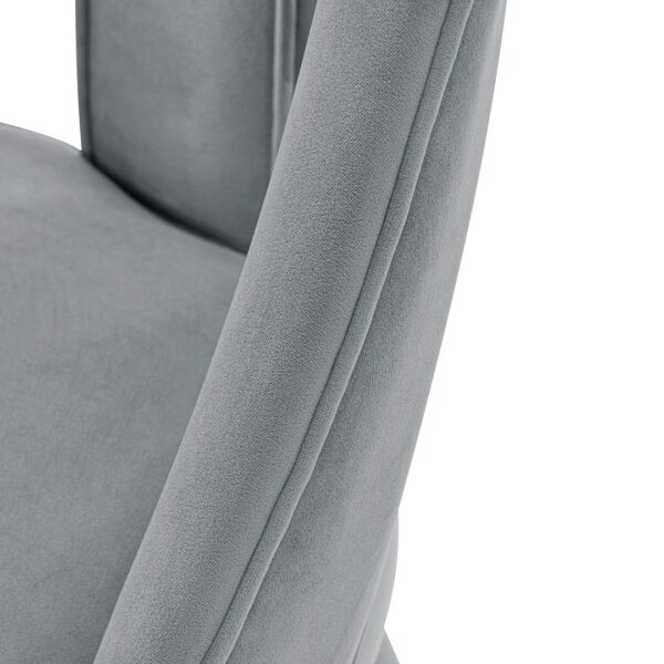 Manhattan Comfort Modern Neda Velvet  Dining Chair in Grey - Set of 2