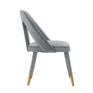 Manhattan Comfort Modern Neda Velvet  Dining Chair in Grey - Set of 2