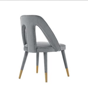 Manhattan Comfort Modern Neda Velvet  Dining Chair in Grey - Set of 2