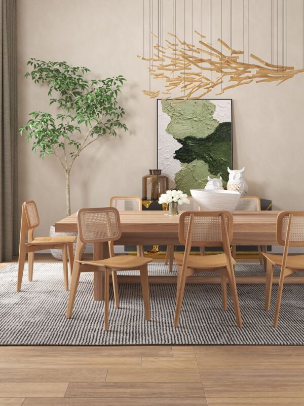 Manhattan Comfort Versailles Square Dining Chair in Nature Cane - Set of 4