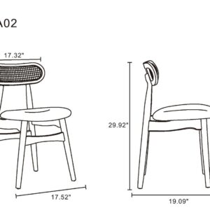 Manhattan Comfort Colbert Dining Chair in Nature and Cane with Oatmeal Upholstered Seating - Set of 4