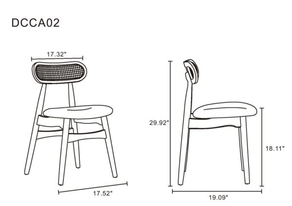 Manhattan Comfort Colbert Dining Chair in Nature and Cane with Oatmeal Upholstered Seating - Set of 4