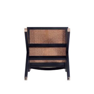 Manhattan Comfort Hamlet Dining Chair in Black and Natural Cane - Set of 4