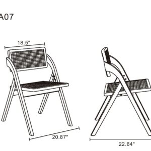 Manhattan Comfort Lambinet Folding Dining Chair in Black and Natural Cane - Set of 4