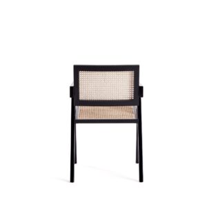 Manhattan Comfort Hamlet Dining Arm Chair in Black and Natural Cane - Set of 2