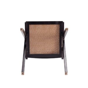 Manhattan Comfort Hamlet Dining Arm Chair in Black and Natural Cane - Set of 2