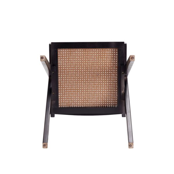 Manhattan Comfort Hamlet Dining Arm Chair in Black and Natural Cane - Set of 2