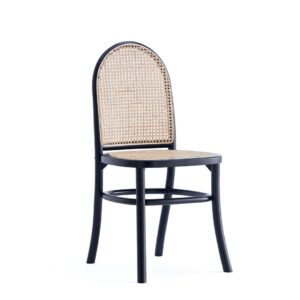 Manhattan Comfort Paragon Dining Chair 2.0 in Black and Cane - Set of 4