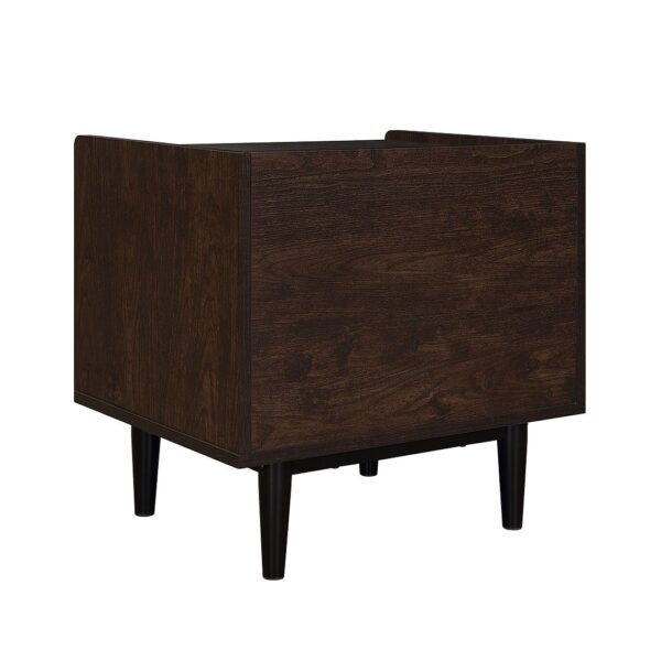 Manhattan Comfort Duane Modern Ribbed Nightstand with Full Extension Drawer in Dark Brown and Black- Set of 2