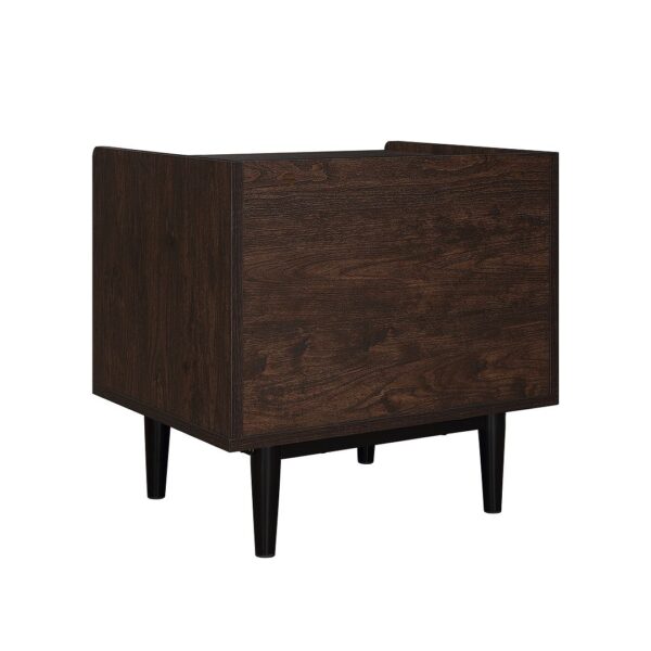 Manhattan Comfort Duane Modern Ribbed Nightstand with Full Extension Drawer in Dark Brown and Navy Blue- Set of 2