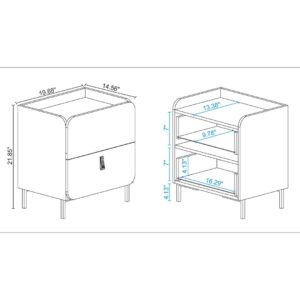 Manhattan Comfort Mid-Century Modern Bogardus Nightstand in White - Set of 2