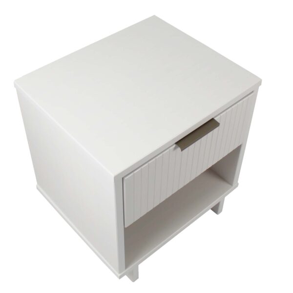 Manhattan Comfort Granville Modern Solid Wood Nightstand with 1 Drawer in White - Set of 2 in White