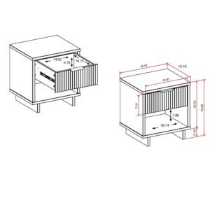 Manhattan Comfort Granville Modern Solid Wood Nightstand with 1 Drawer in Black - Set of 2