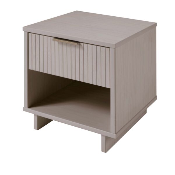 Manhattan Comfort Granville Modern Solid Wood Nightstand with 1 Drawer in Light Grey - Set of 2