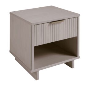 Manhattan Comfort Granville Modern Solid Wood Nightstand with 1 Drawer in Light Grey - Set of 2