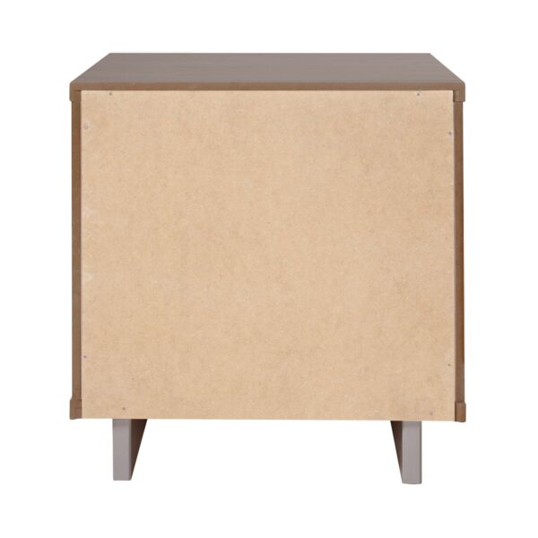 Manhattan Comfort Granville Modern Solid Wood Nightstand with 1 Drawer in Light Grey - Set of 2