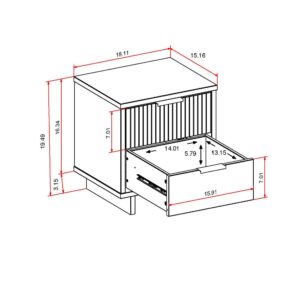 Manhattan Comfort Granville Modern Solid Wood Nightstand with 2 Drawer in Black - Set of 2