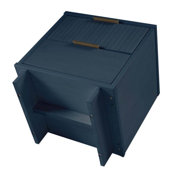 Manhattan Comfort Granville Modern Solid Wood Nightstand with 2 Drawer in Midnight Blue - Set of 2