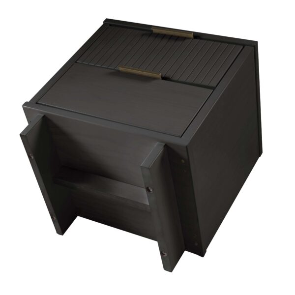 Manhattan Comfort Granville Modern Solid Wood Nightstand with 2 Drawer in Dark Grey - Set of 2