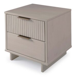 Manhattan Comfort Granville Modern Solid Wood Nightstand with 2 Drawer in Light Grey - Set of 2