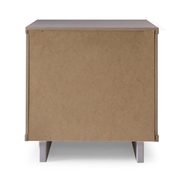 Manhattan Comfort Granville Modern Solid Wood Nightstand with 2 Drawer in Light Grey - Set of 2