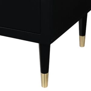 Manhattan Comfort Stanton Modern Nightstand with 2 Full Extension Drawers and Solid Wood Legs in Black - Set of 2