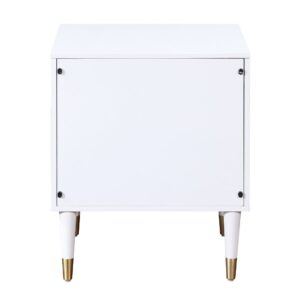 Manhattan Comfort Stanton Modern Nightstand with 2 Full Extension Drawers and Solid Wood Legs in White - Set of 2