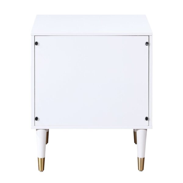 Manhattan Comfort Stanton Modern Nightstand with 2 Full Extension Drawers and Solid Wood Legs in White - Set of 2