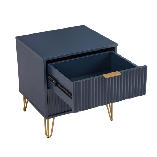 Manhattan Comfort DUMBO 2.0 Modern Nightstand with 2 Drawer and Metal Feet in Midnight Blue- Set of 2