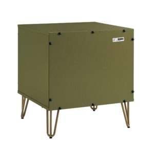 Manhattan Comfort DUMBO 2.0 Modern Nightstand with 2 Drawer and Metal Feet in Olive Green- Set of 2