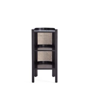 Manhattan Comfort Versailles End Table in Black and Natural Cane - Set of 2