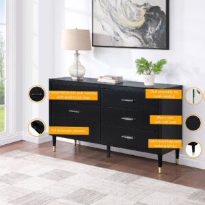 Manhattan Comfort Stanton 2-Piece Modern Dresser and Nightstand Set with Full Extension Drawers and Solid Wood Legs in Black