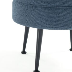 Manhattan Comfort Bailey Mid-Century Modern Woven Polyester Blend Upholstered Ottoman in Blue with Black Feet - Set of 2